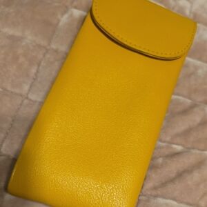 Yellow Leather Sunglasses Case. Holds 2 Pairs.